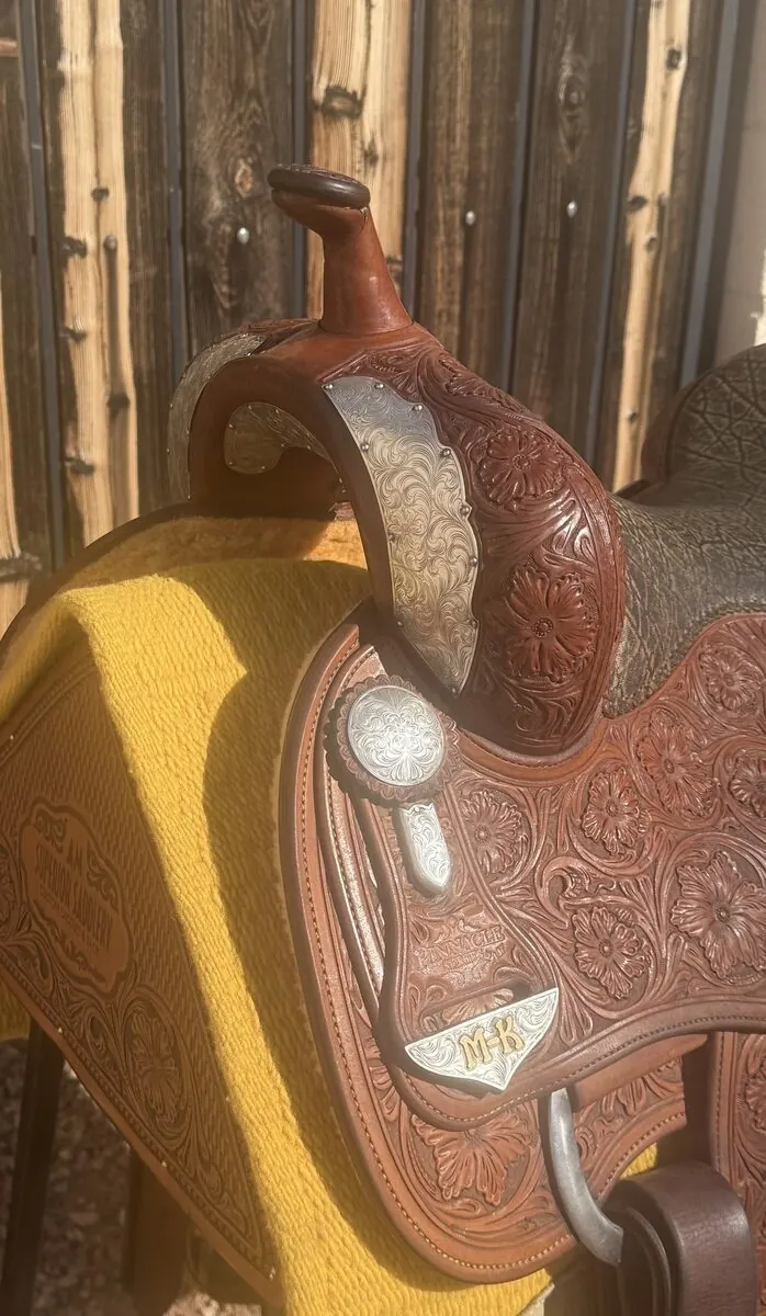 AF Reiner by Pinnacle Saddlery — 16" Elephant Seat, Full Silver — Cantle Silver