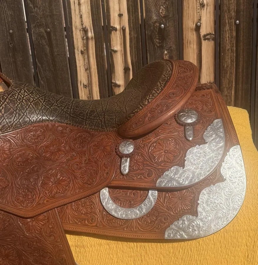 AF Reiner by Pinnacle Saddlery — 16" Elephant Seat, Full Silver — Nearside Silver