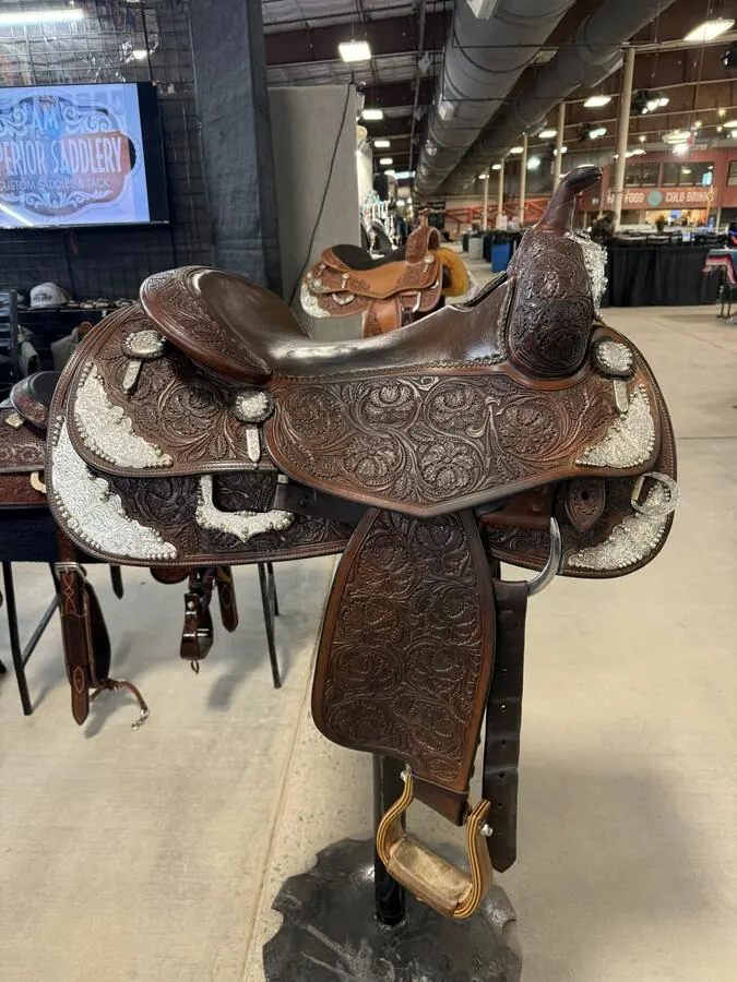Bob Avila by Bob's Custom Saddle — 16" Silver Swell Cap & Full Silver Package — Left Side