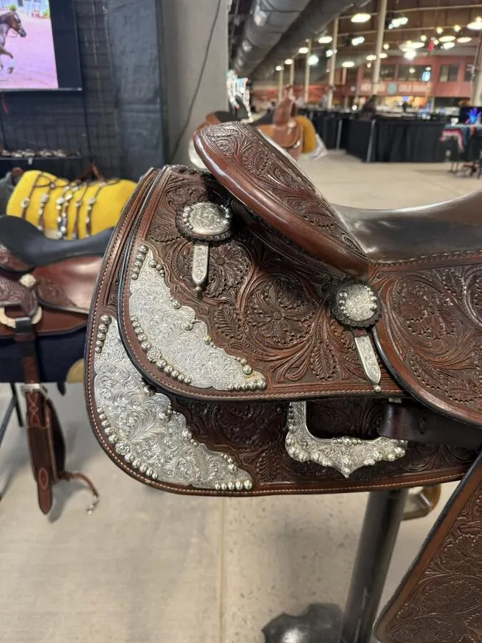 Bob Avila by Bob's Custom Saddle — 16" Silver Swell Cap & Full Silver Package — Skirt Silver Detail