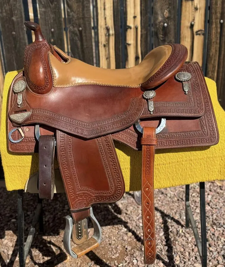 Bob Avila by Bob's Custom — 17" S-Scroll, Sterling Silver Conchos — Cantle