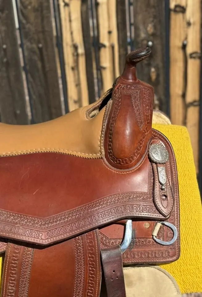 Bob Avila by Bob's Custom — 17" S-Scroll, Sterling Silver Conchos — Horn Detail