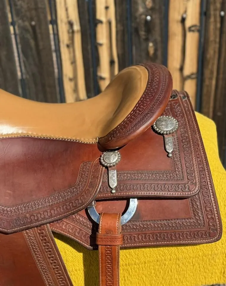 Bob Avila by Bob's Custom — 17" S-Scroll, Sterling Silver Conchos — Offside Skirt