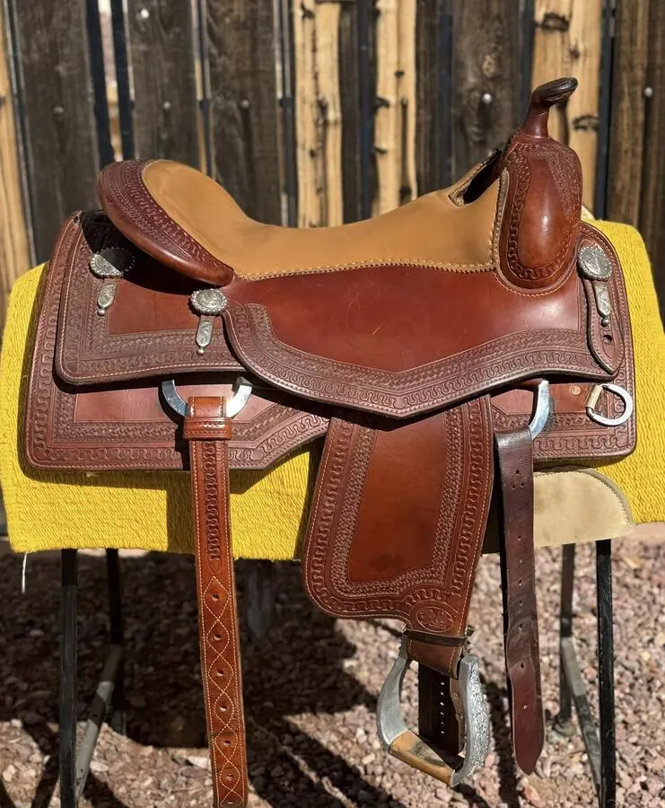 Bob Avila by Bob's Custom — 17" S-Scroll, Sterling Silver Conchos — Seat Top