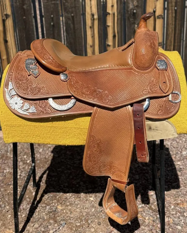 Bob's Custom Saddle — 16" Seat — Tan Leather, Sterling Silver