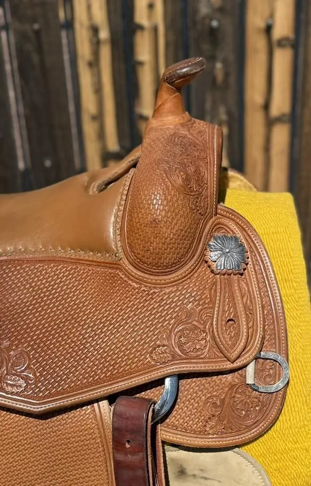 Bob's Custom Saddle — 16" Seat — Tan Leather, Sterling Silver — Horn Swell Right