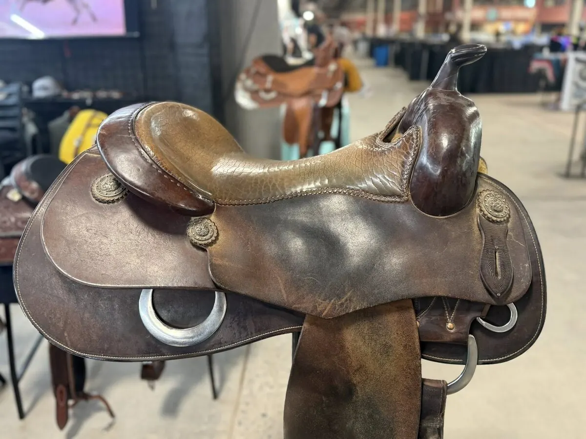 Jason Vanlandingham Reiner by Superior Saddlery — 16" Bison Seat — Seat Top Right