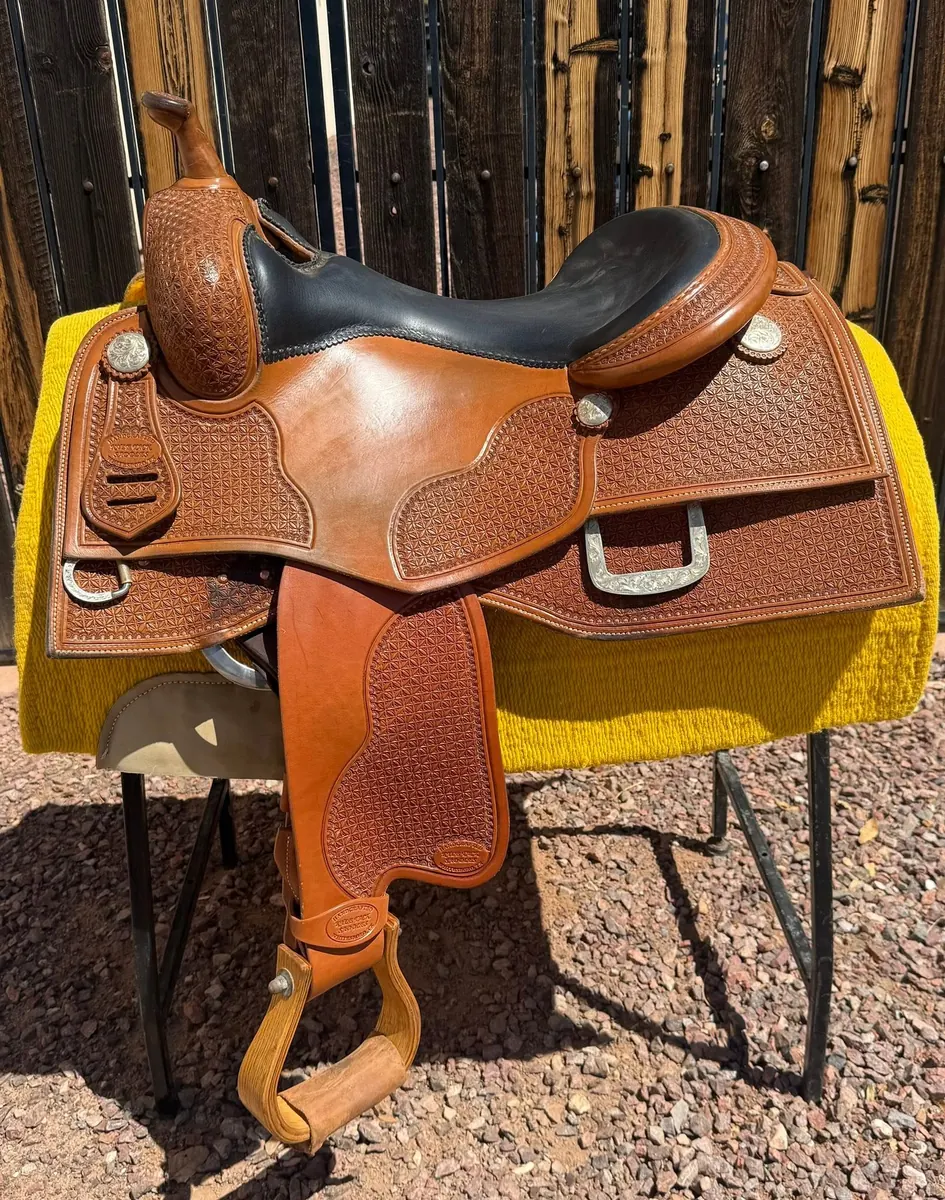 Kyle Tack Reiner — 16" Seat, 6¾" Gullet, Silver Conchos & Rear Dees — Offside Full