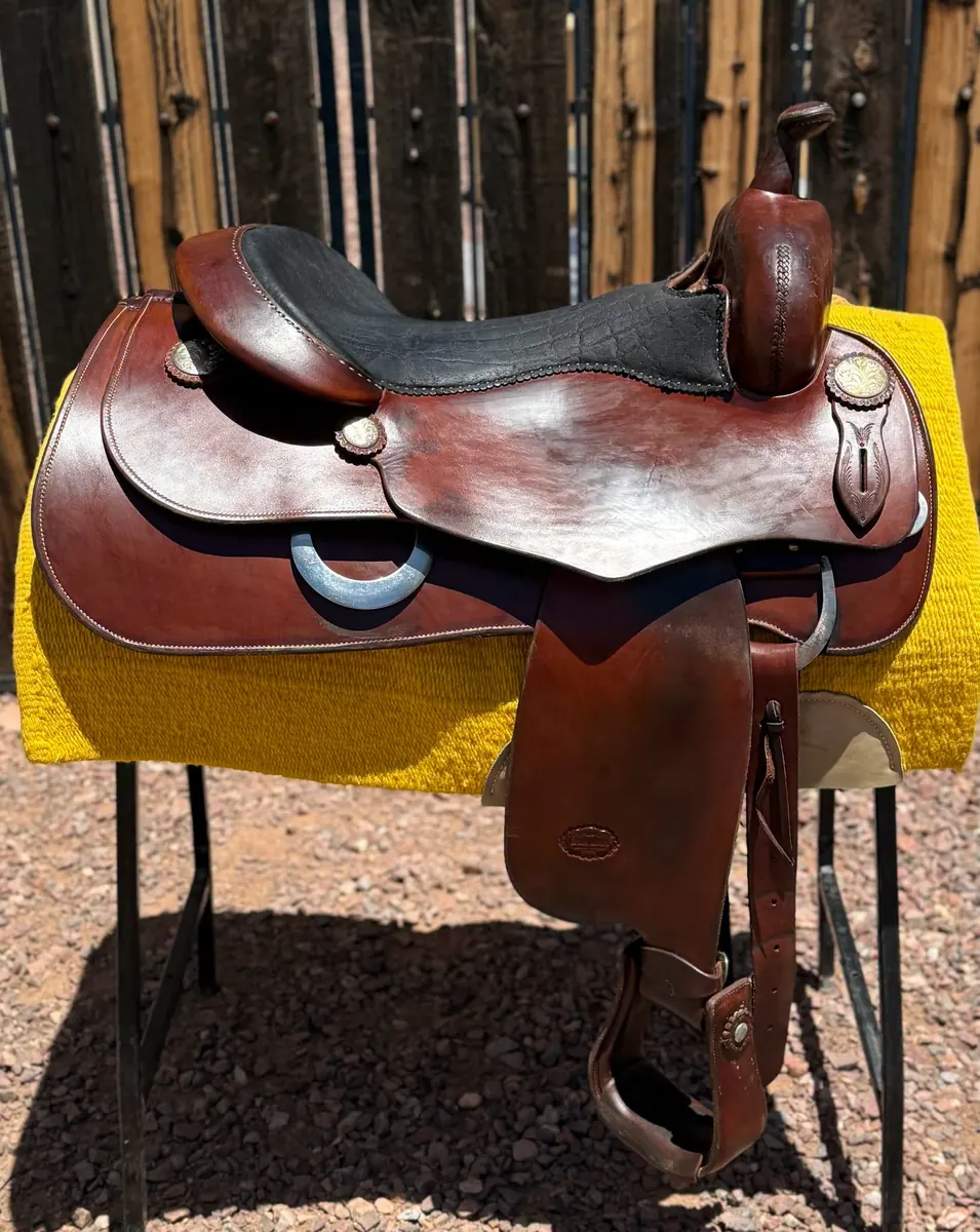 RV Reiner by Superior Saddlery — 16½" Elephant Seat, Sterling Silver, Russet Leather — Offside Full